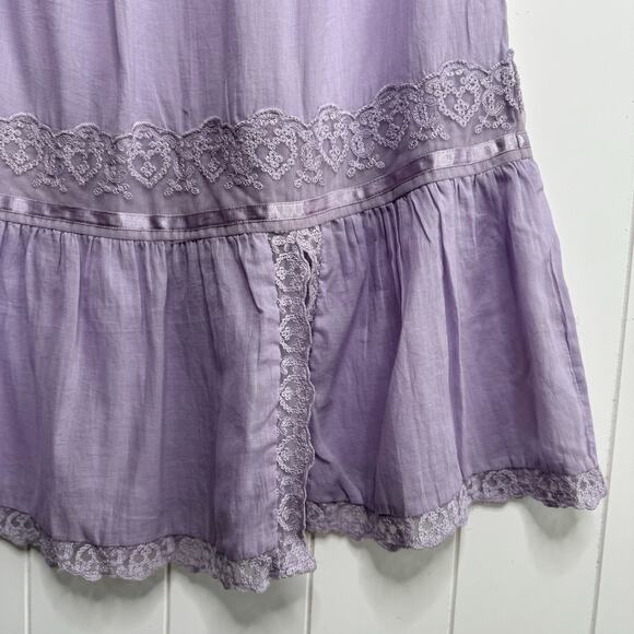 Free People maxi skirt floral lace pleated sheer tiered ruffle Large - Picture 5 of 8